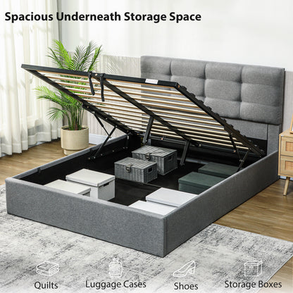 Upholstered Ottoman Bed, 5ft King Storage Bed Frame, Grey