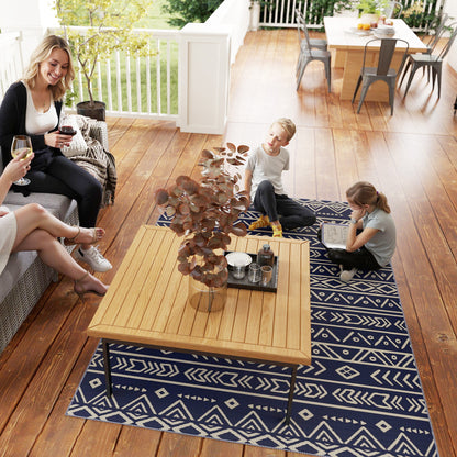 1.8 x 2.7m Reversible Outdoor RV Rug, Geometric, Blue and White