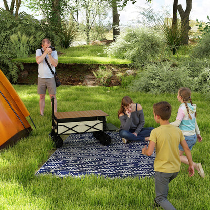 1.8 x 2.7m Reversible Outdoor RV Rug, Geometric, Blue and White