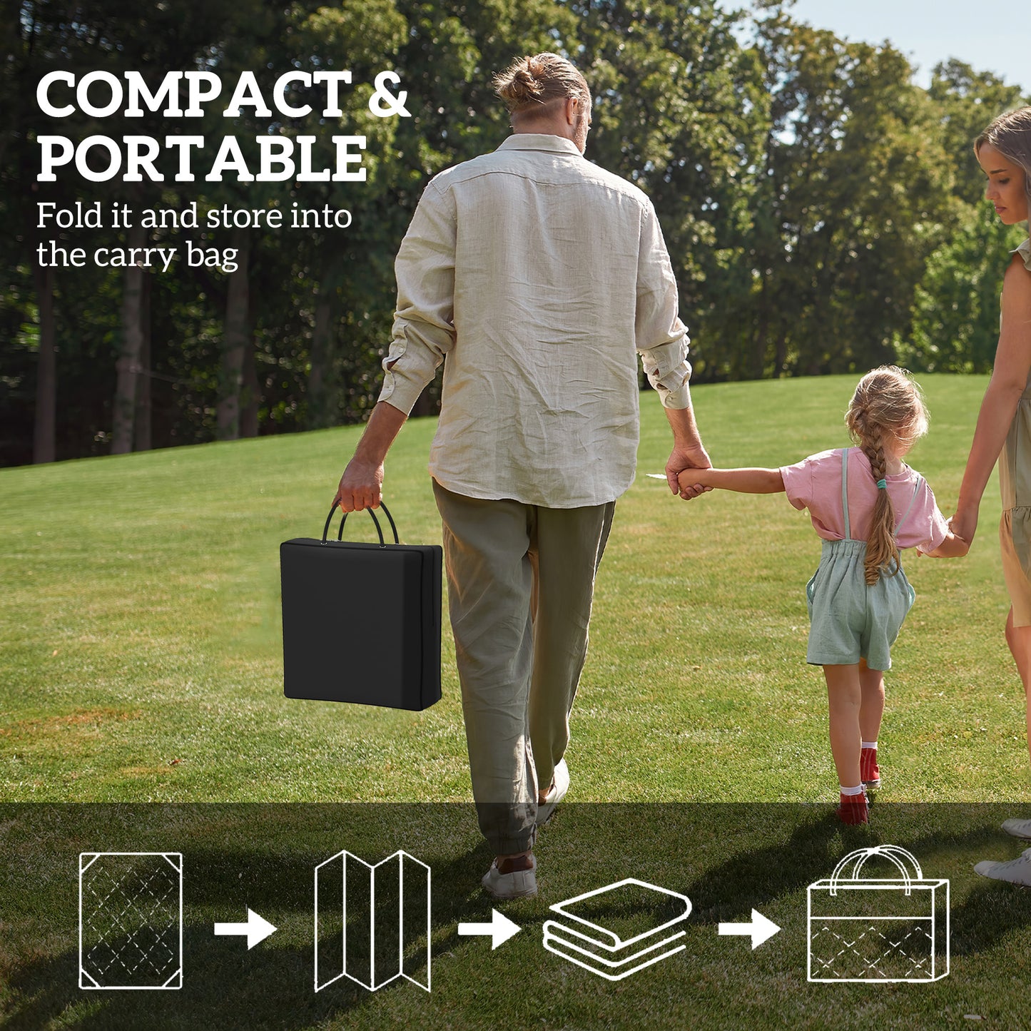 1.8 x 2.7m Reversible Outdoor RV Rug, Geometric, Blue and White