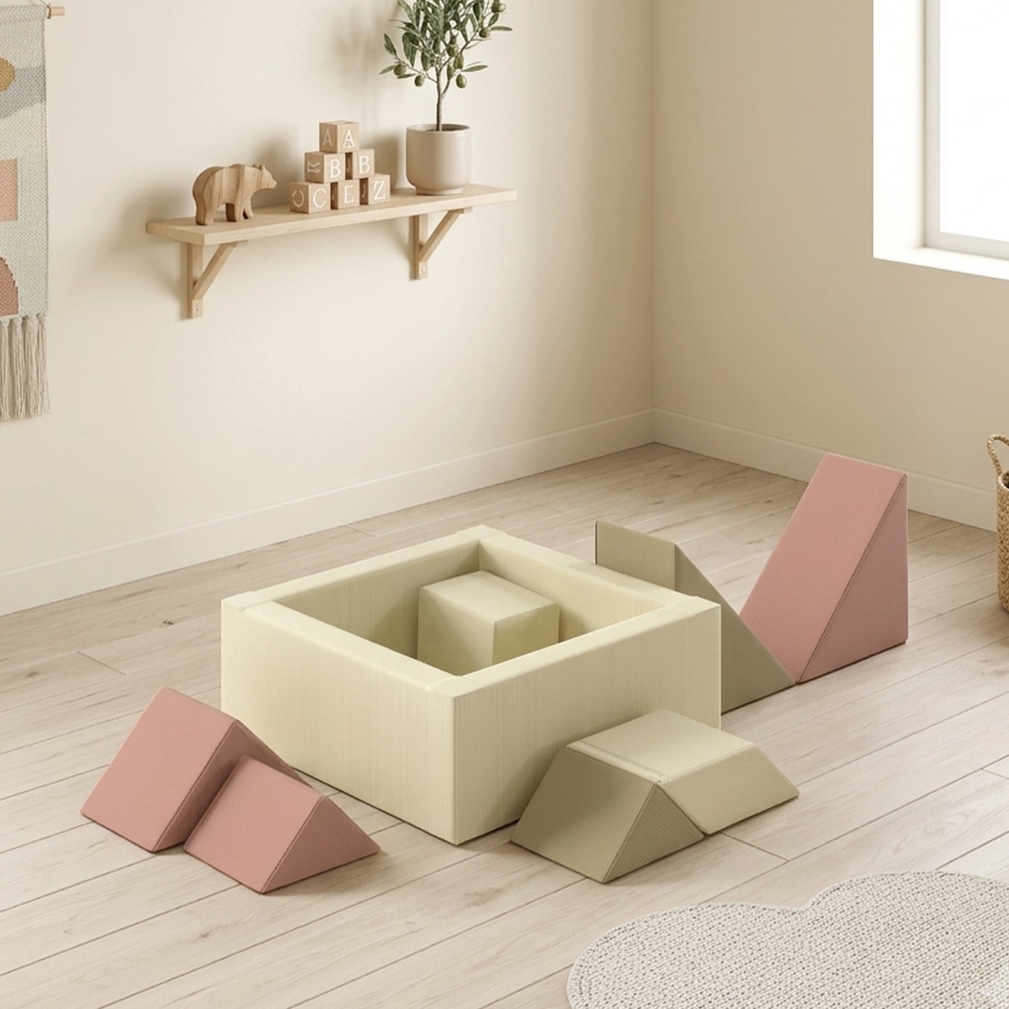 9 Pieces Soft Play Sets with Tangram Play, Removable Cover
