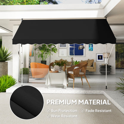 3 x 1.5 m Retractable patio  Awning Floor-to-ceiling shade, Black