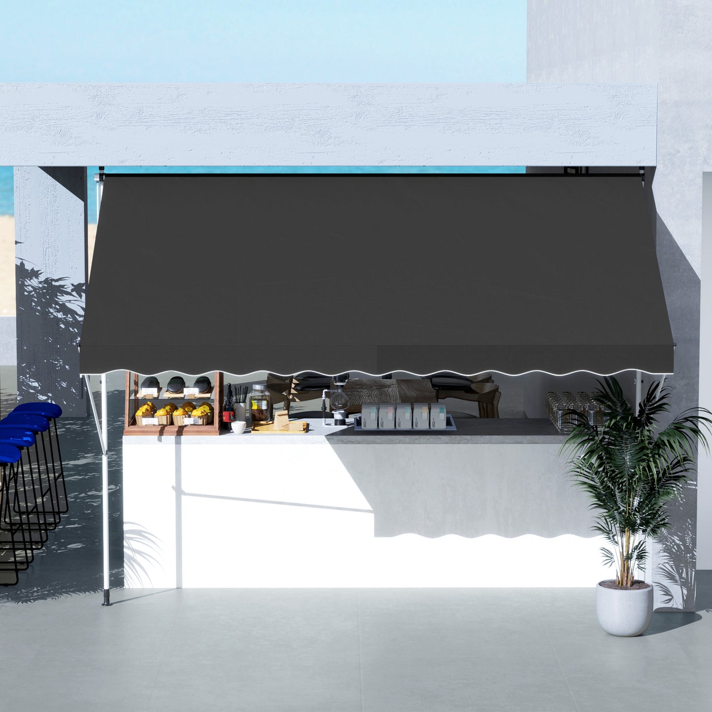 3 x 1.5 m Retractable patio  Awning Floor-to-ceiling shade, Black