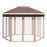 Hexagon Pop Up Gazebo Outdoor Patio Gazebo Double Roof Instant Shelter with Netting, 3 x 4m, Khaki