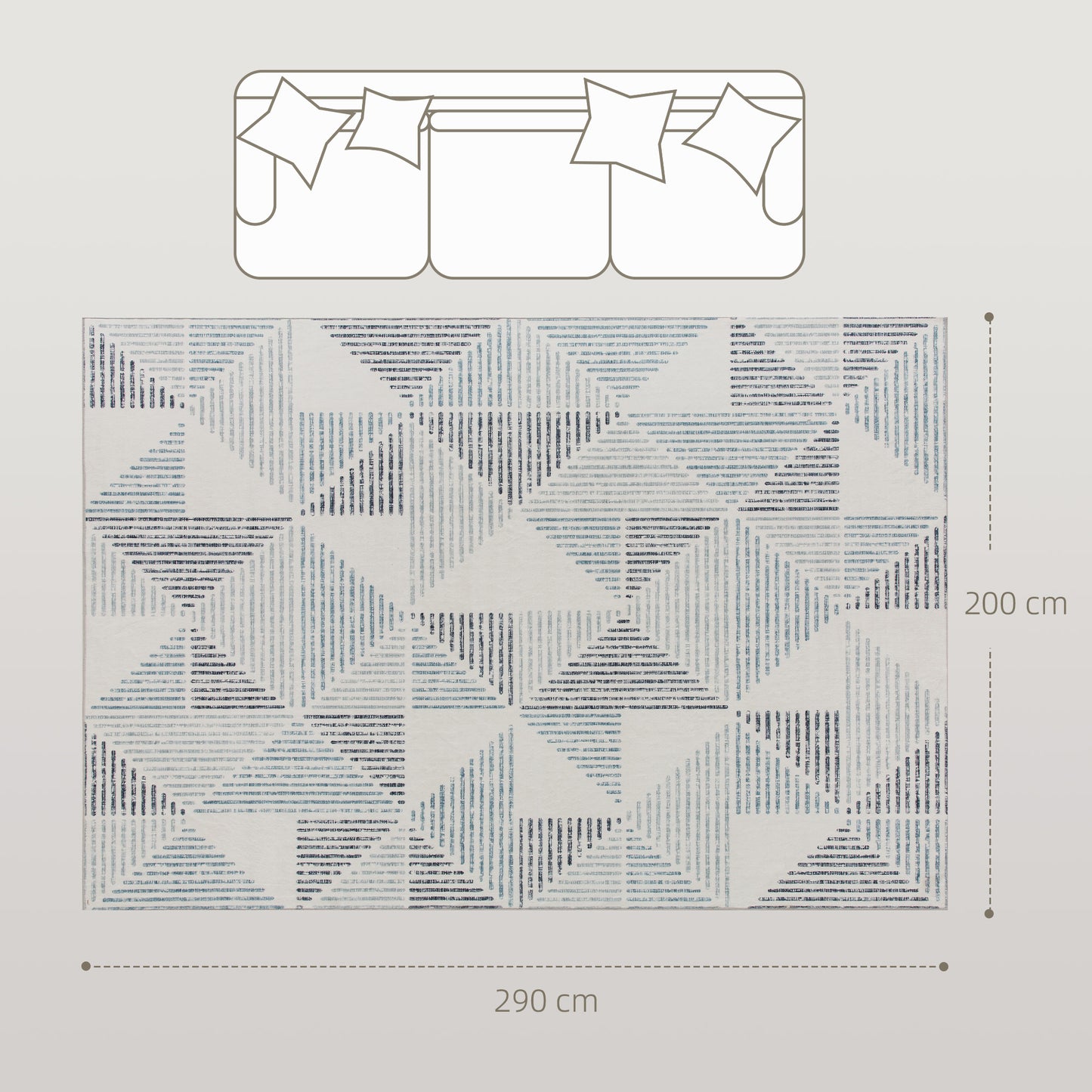 Non-Slip Large Rug for Living Room 290 x 200 cm, Multi-Coloured