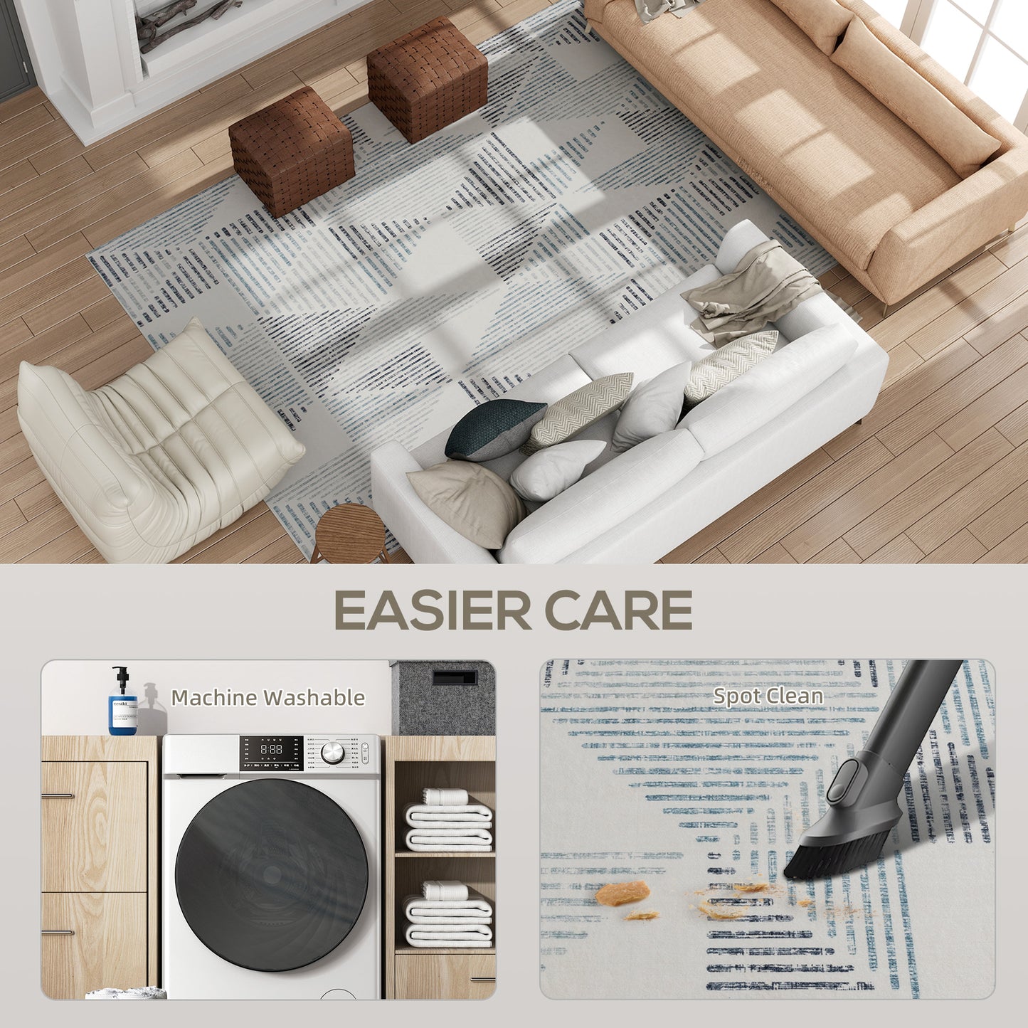 Non-Slip Large Rug for Living Room 290 x 200 cm, Multi-Coloured