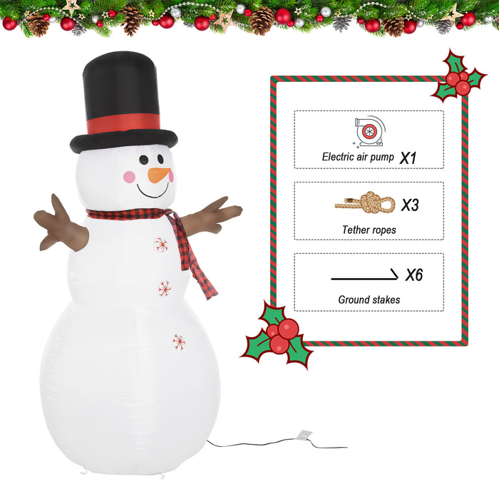 6ft/1.82m Tall Giant Outdoor Indoor Inflatable Snowman Christmas Decoration for Lawn with Hat Scarf LED Lights