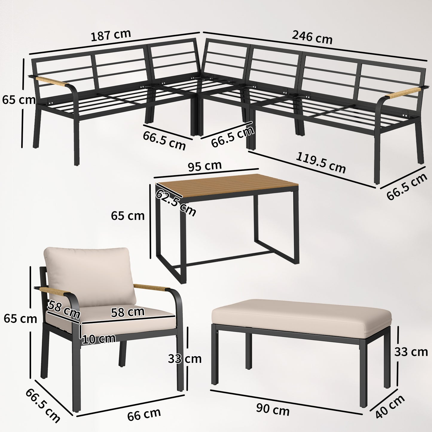 7 Seater Garden Furniture Set, Outdoor Furniture Conversation Sets