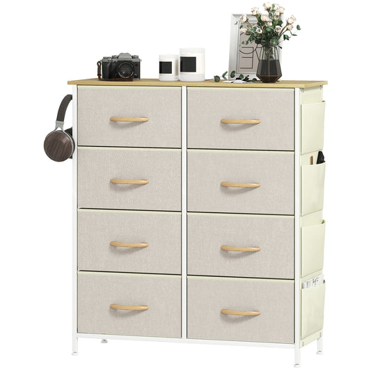 Fabric Chest of Drawers, 8 Drawer Dresser for Bedroom, Beige