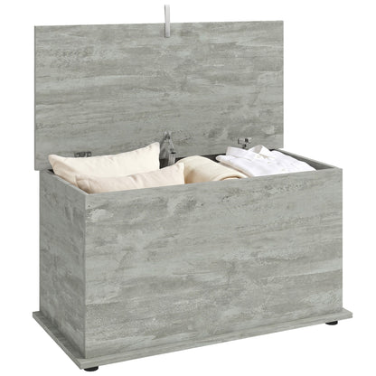Storage Chest with Safety Hinged Lid, 102L Storage Box, Grey
