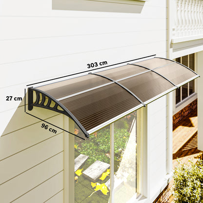 Door Canopy Outdoor Awning Rain Shelter for Window Porch, Brown