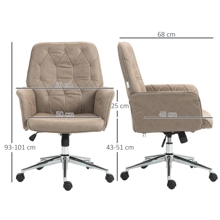 Microfibre Computer Chair with Armrest, Modern Swivel Chair with Adjustable Height, Khaki