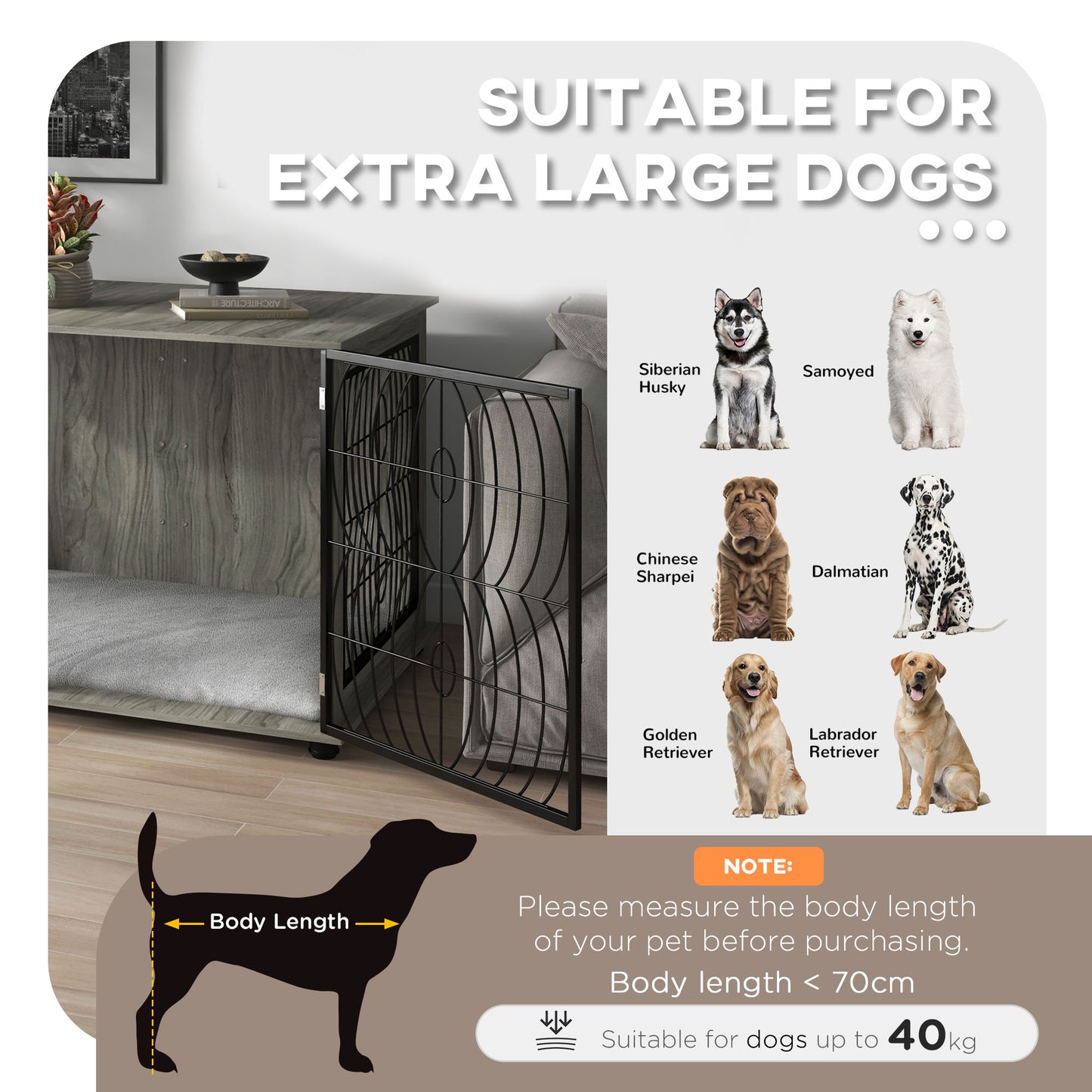 44.5" Dog Crate Furniture End Table w/ Cushion for Extra Large Dogs
