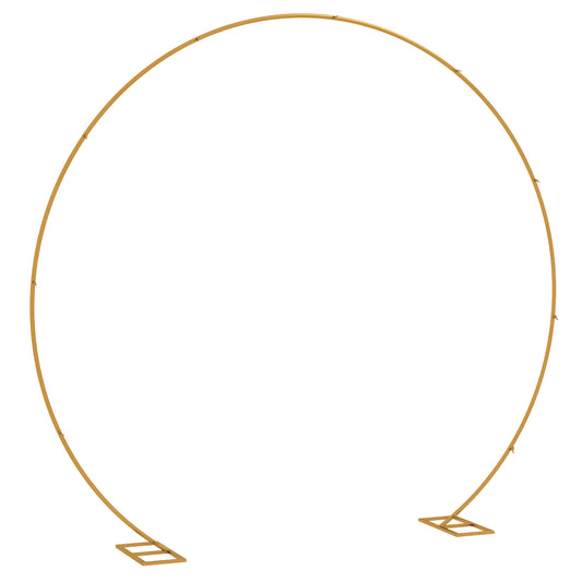 280cm Gold Tone Wedding Arch Round Backdrop Stand for Birthday Party