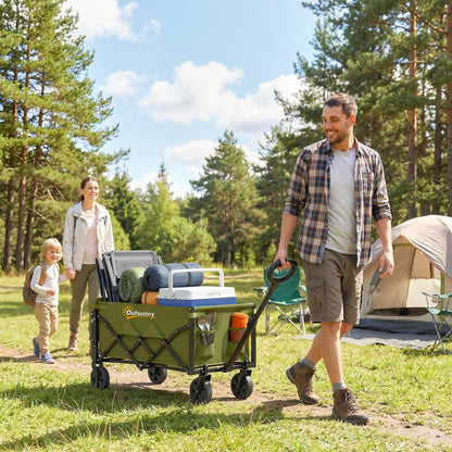60L Festival Trolley on Wheels, Collapsible Wagon Cart, Green