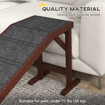 Pet Ramp for Dogs Cats with Non-Slip Carpet for Bed Sofa, Brown