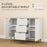 Sideboard Buffet Cabinet w/ 3 Drawers and Adjustable Shelves, White