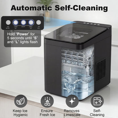 Countertop Ice Maker Machine Compact Ice Cube Maker with Scoop Black