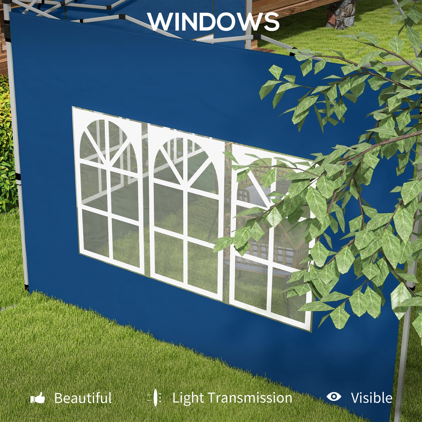 Gazebo Side Panels for 3x3(m) or 3x4m Pop Up Gazebo, 2 Pack, Blue