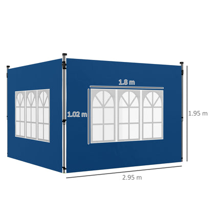 Gazebo Side Panels for 3x3(m) or 3x4m Pop Up Gazebo, 2 Pack, Blue