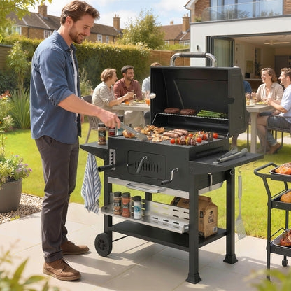 Charcoal BBQ Grill with Electric Rotisserie Kit, Barbecue Grill