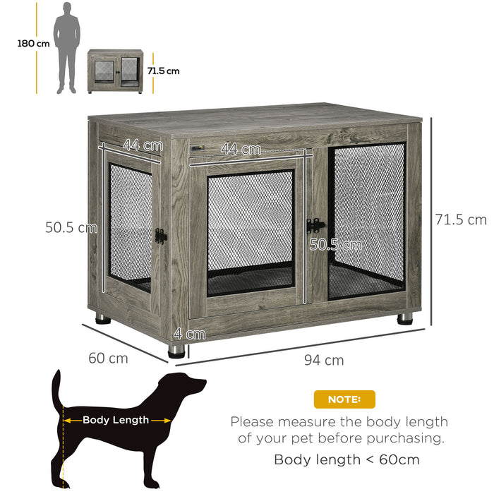 Two-In-One Dog Cage & Side Table, with Two Doors, Cushion, for Large Dogs