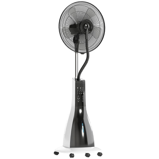Spray Misting Fan, Pedestal Fan with Oscillation, Tilt, Wheels