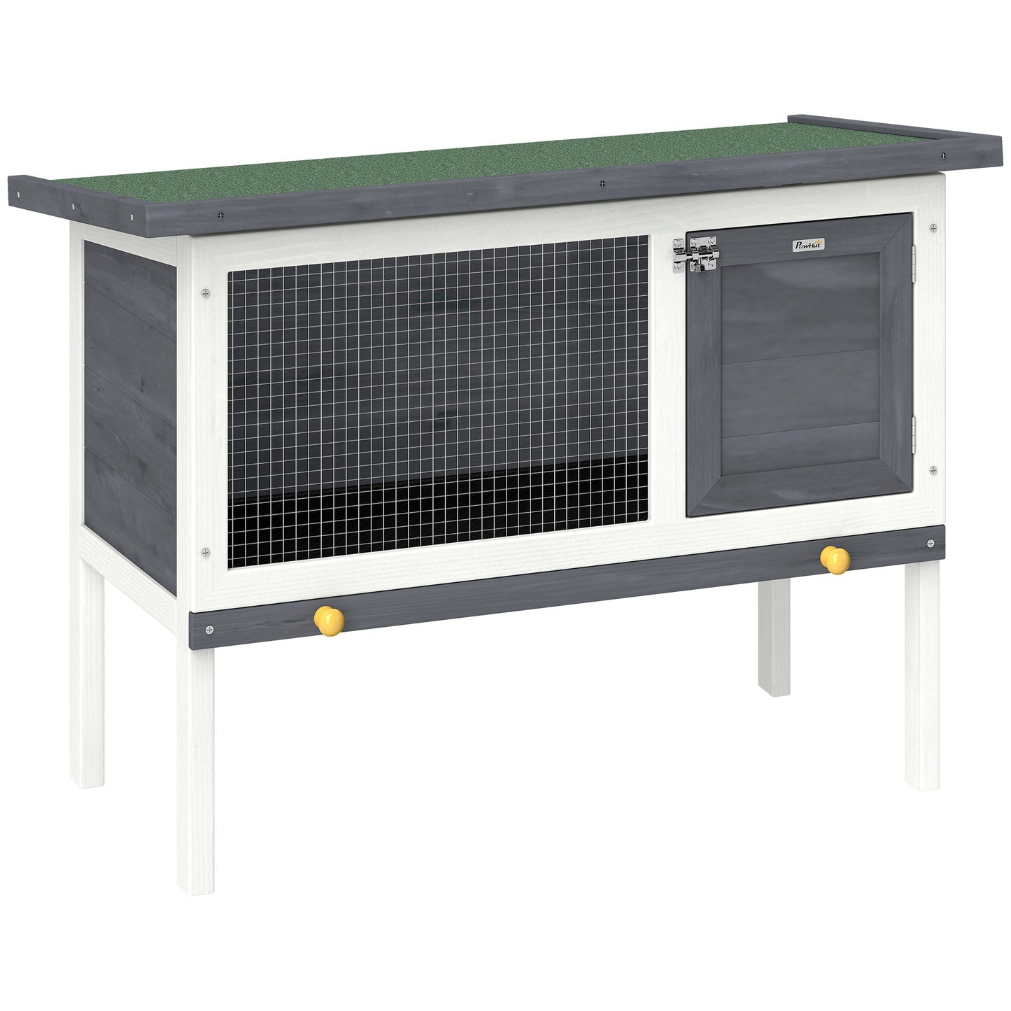 Rabbit Hutch, Guinea Pig Hutch Outdoor Cage w/ Asphalt Roof, Green