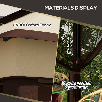 3 x 3(m) Pop Up Gazebo, Height Adjustable Instant Event Shelter with Netting and Carrying Bag, Beige