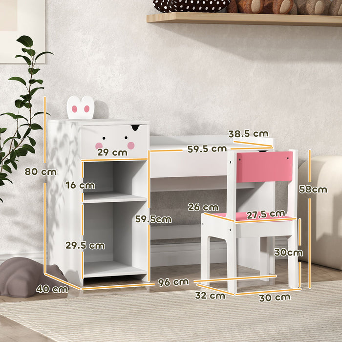 Kids Desk and Chair Set, Toddler Table and Chair Set, Rabbit Themed