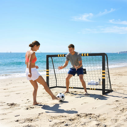 Football Goal, 6 x 4ft Portable Football Net with Thick EPE Foam Padding, PVC Tube Covers, Ground Stakes and Metal Frame, Training Equipment for Garden Indoor Outdoor Play, Easy Assembly