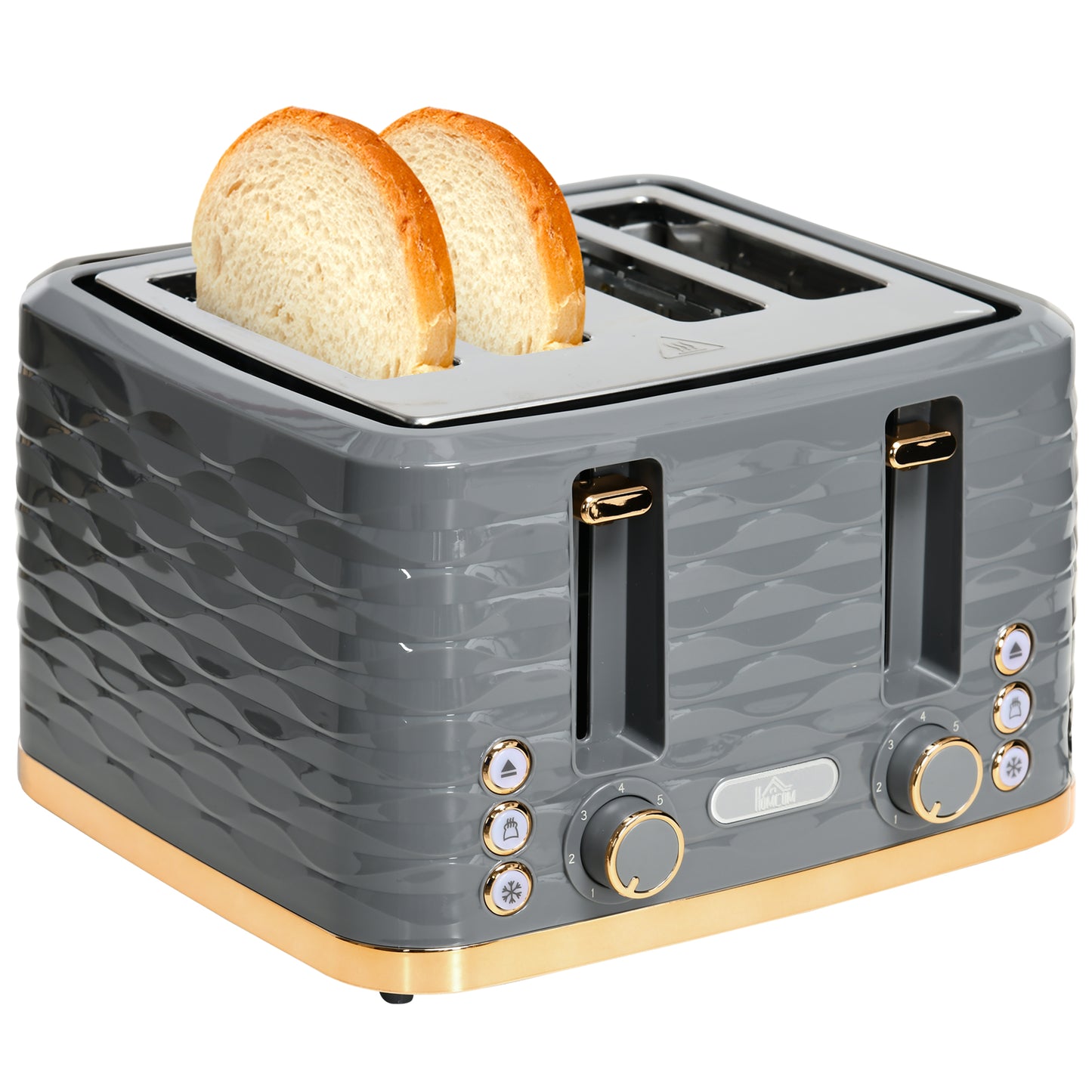 Toaster with 4 Slot, 7 Browning Levels, 1600W, Grey Ripple