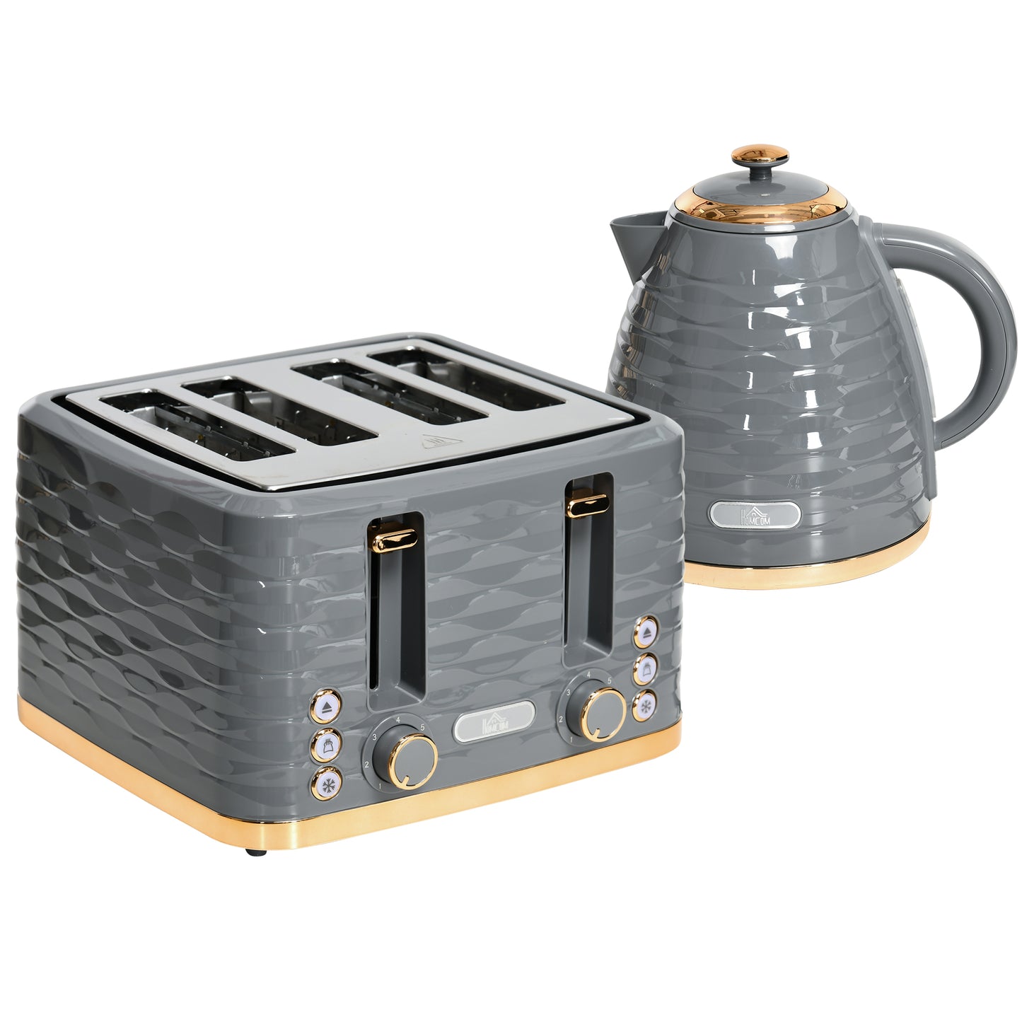 Toaster with 4 Slot, 7 Browning Levels, 1600W, Grey Ripple