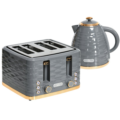 Toaster with 4 Slot, 7 Browning Levels, 1600W, Grey Ripple