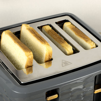 Toaster with 4 Slot, 7 Browning Levels, 1600W, Grey Ripple