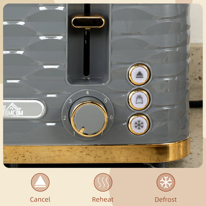 Toaster with 4 Slot, 7 Browning Levels, 1600W, Grey Ripple