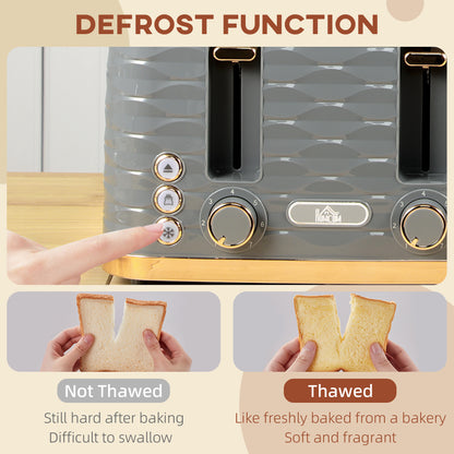 Toaster with 4 Slot, 7 Browning Levels, 1600W, Grey Ripple