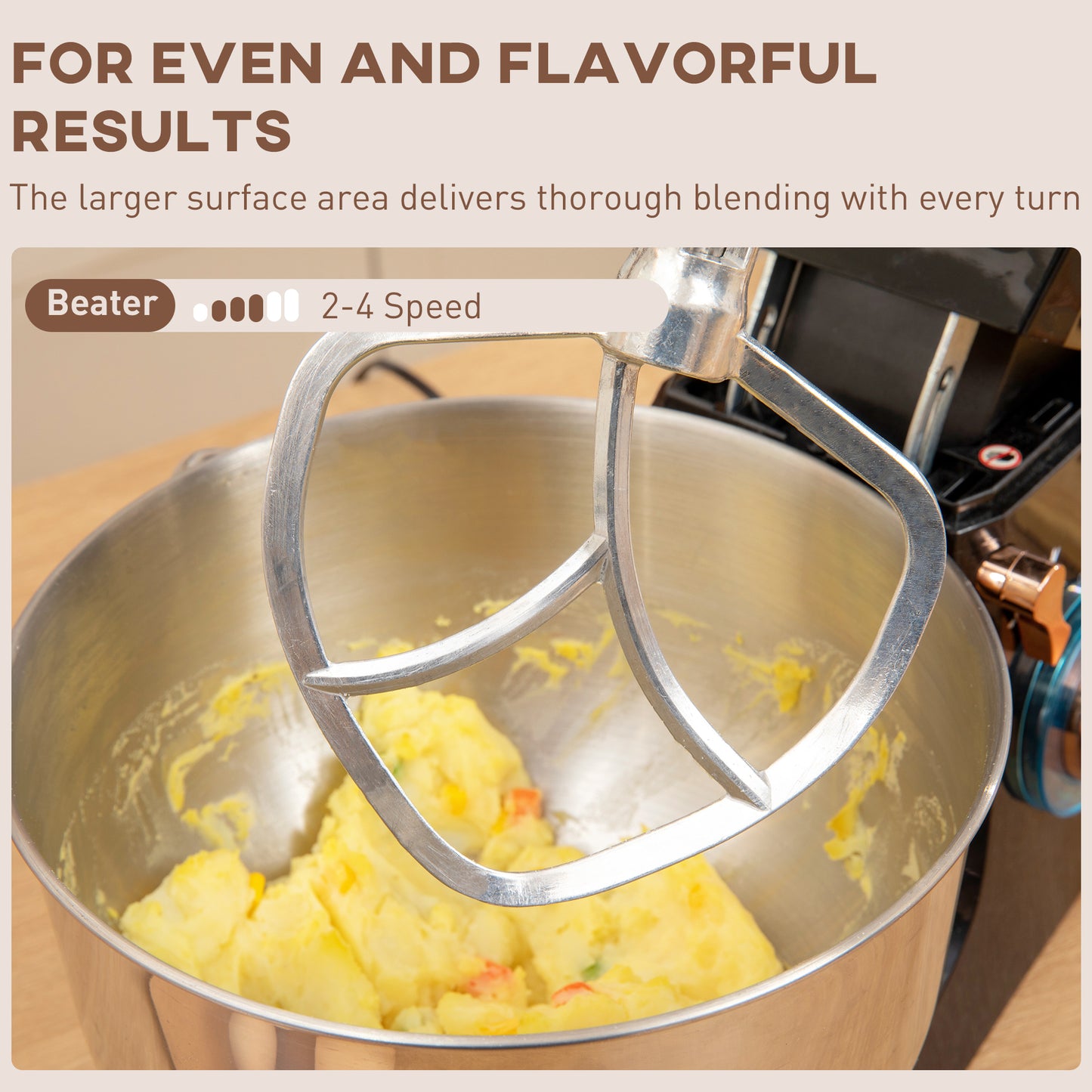 Electric Stand Mixer, 5L Food Mixer with Dough Hook, Whisk, Black