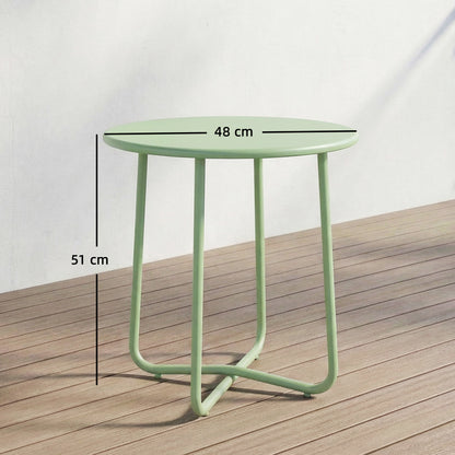Metal Garden Side Table, 48 cm Round Outdoor Table, Green