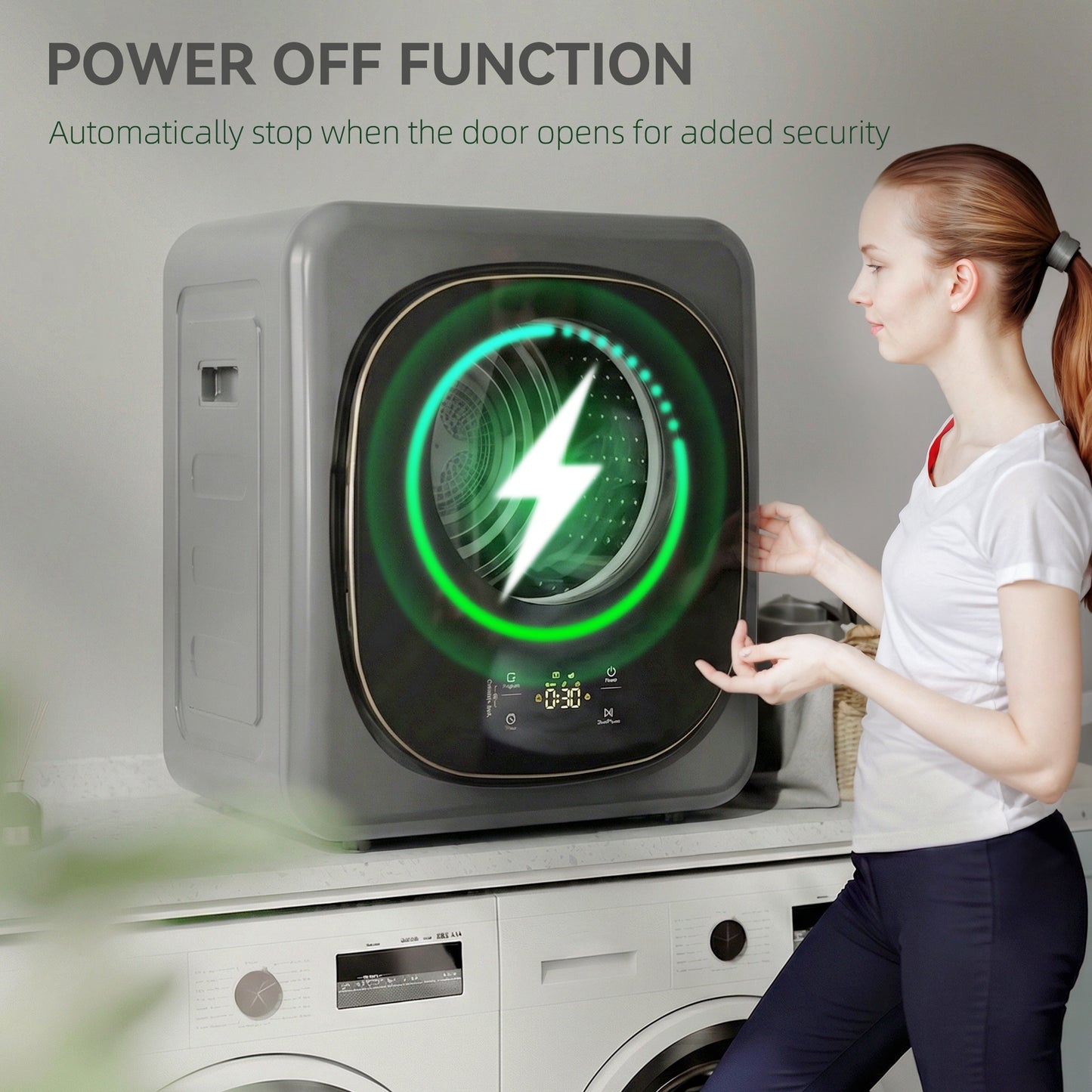 Compact Dryer Machine with 5 Modes, 4kg Small Tumble Dryer, Grey