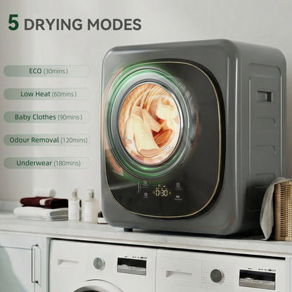 Compact Dryer Machine with 5 Modes, 4kg Small Tumble Dryer, Grey