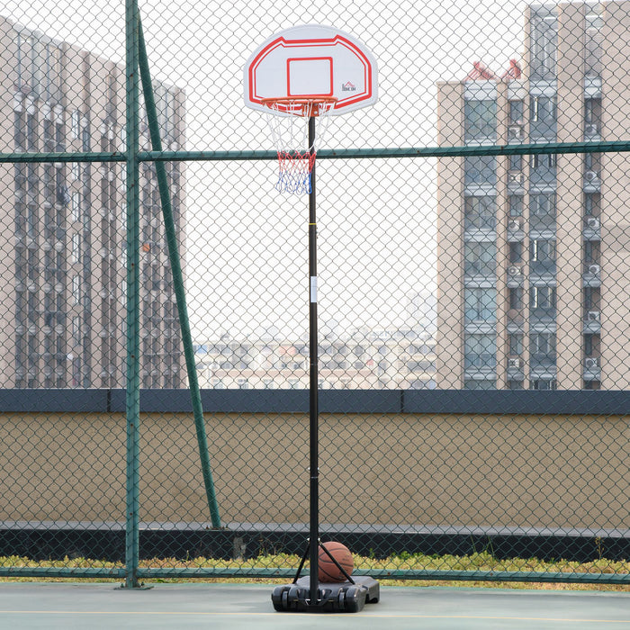 Outdoor Basketball Hoop Stand Portable Sturdy Rim Adjustable Height from 258-314 cm w/ Wheels, Stable Base