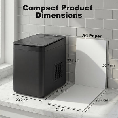 Countertop Ice Maker Machine Compact Ice Cube Maker with Scoop Black