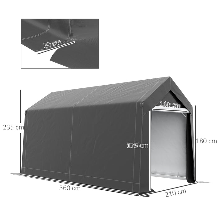 2.1 x 3.6(m) Portable Shed, Waterproof and Heavy Duty Dark Grey