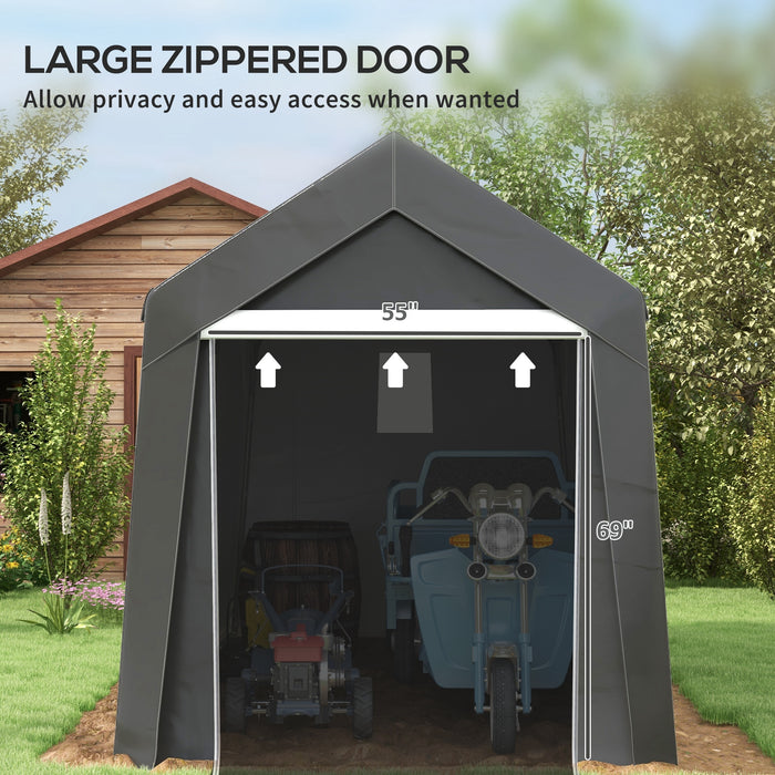 2.1 x 3.6(m) Portable Shed, Waterproof and Heavy Duty Dark Grey