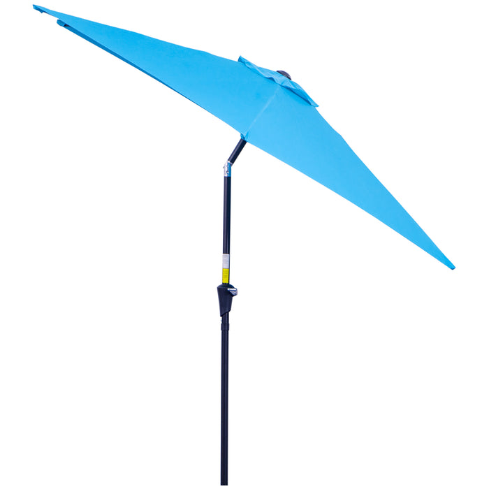 2.7M Patio Tilt Umbrella Sun Parasol Outdoor Garden Sun Shade Aluminium Frame with CrankÔºàBlueÔºâ