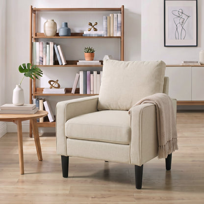 Removable Pillow Linen Accent Chair, Cream