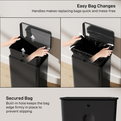 Pedal Bin with Soft-Close Lid, 20L Kitchen Bin for Home, Matte Black