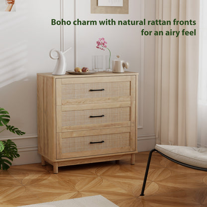 3 Drawer Chest of Drawers, Wide Storage Unit for Living Room, Oak