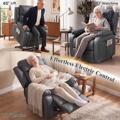 Riser and Recliner Chair Power Lift Recliner with Remote, Dark Grey
